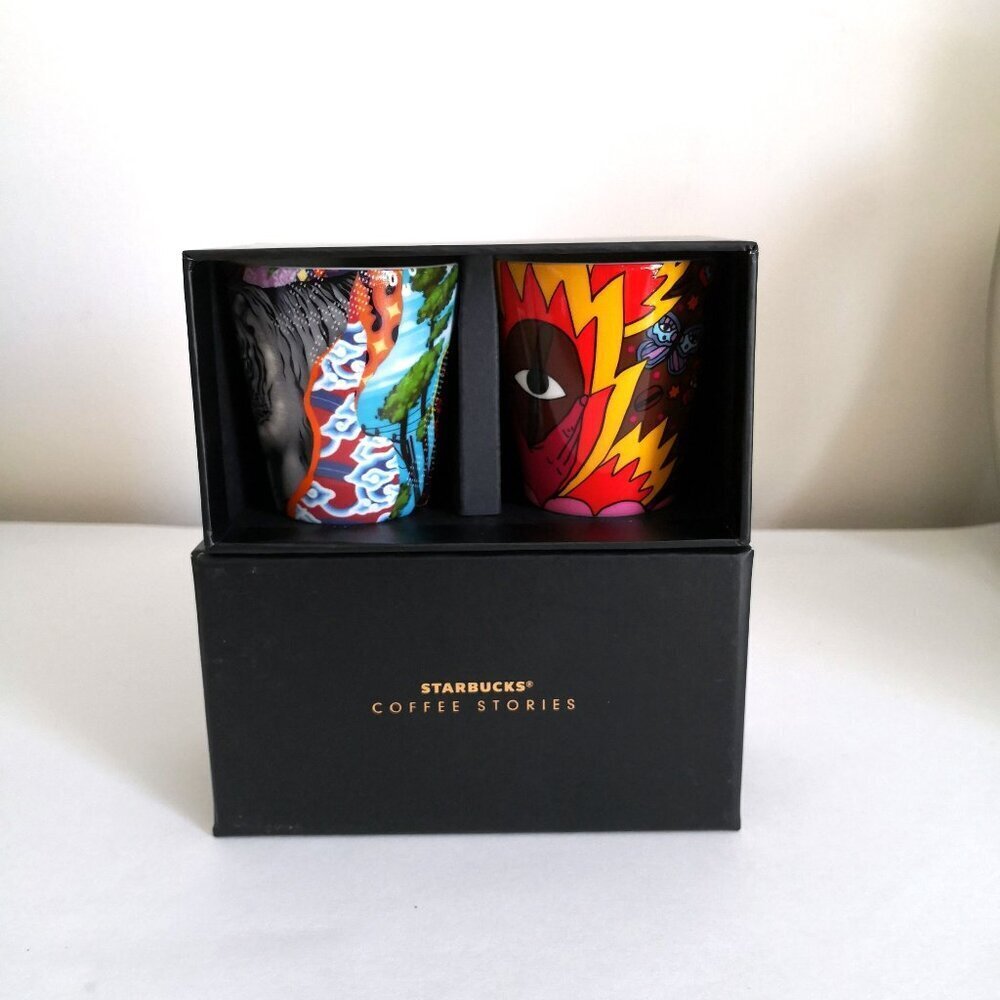 Starbucks Coffee Stories Set with Tristan Eaton and Ricardo Cavolo 3 Oz Demi Mug